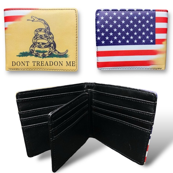 Men's Wallet Short Bi-fold Don't Tread On Me Gadsden Print Yellow NEW - Picture 1 of 10